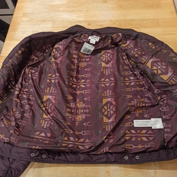 Ariat Women's REAL Puffer Trucker Jacket, Mulberry Wine Size Medium